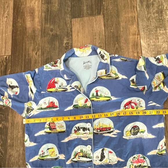 Nick & Nora Unisex Pajama Set SNOW GLOBES State Size Large Flannel Top & Bottoms - Picture 5 of 10